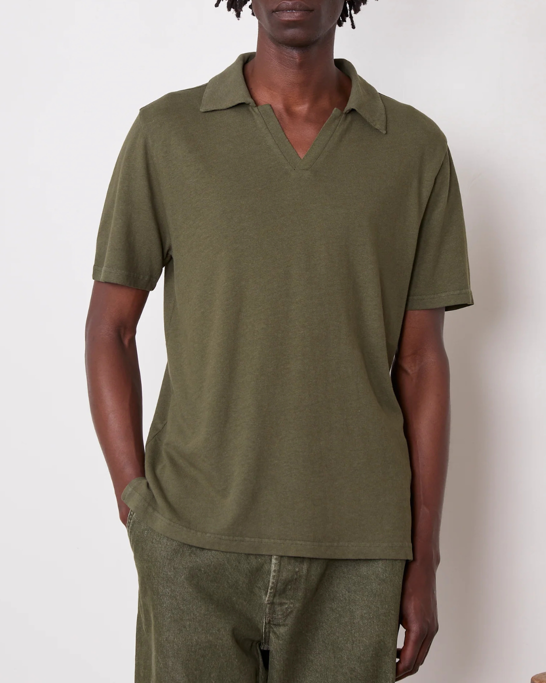 Simon Linen Polo | Olive Night