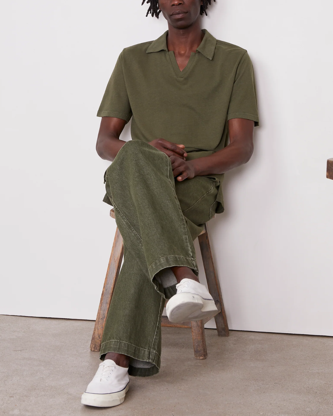 Simon Linen Polo | Olive Night