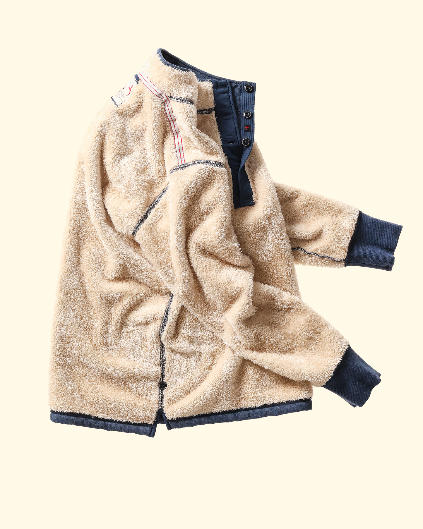 Shearling inside out of blue jacket
