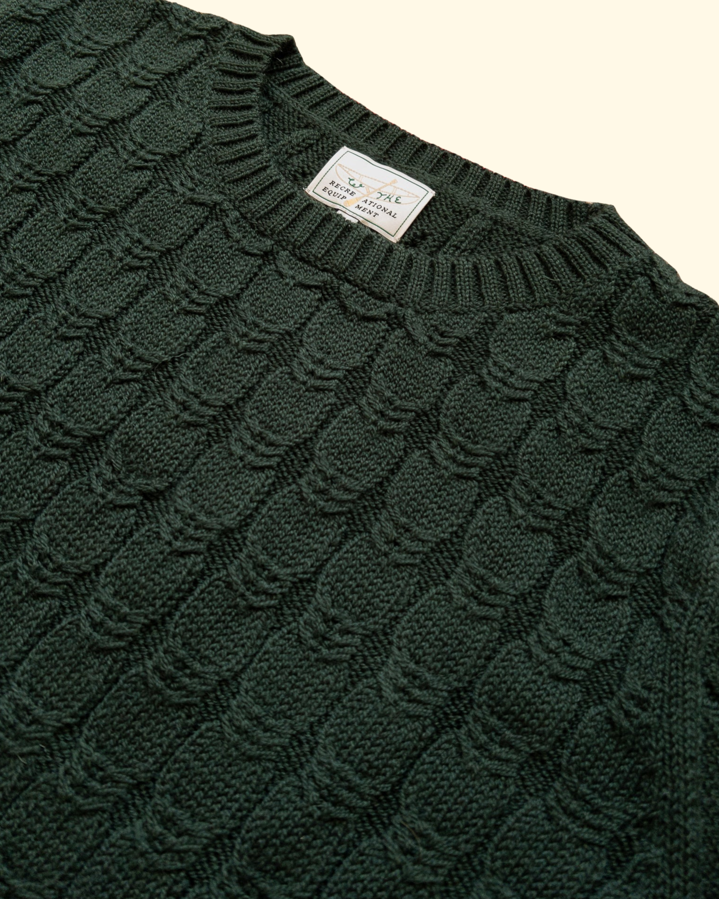 Highland Cableknit Crewneck Sweater | Evergreen
