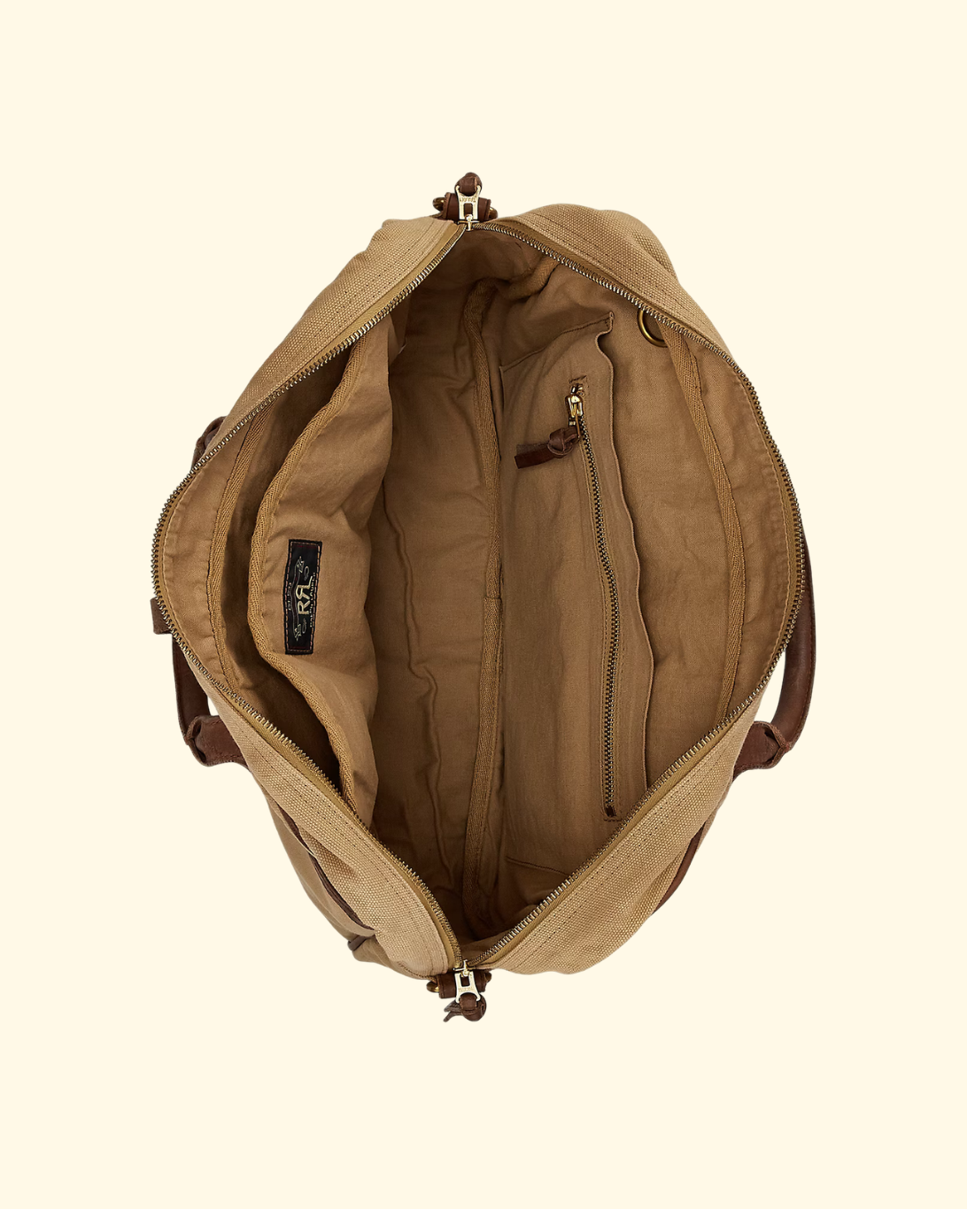 Leather-Trim Canvas Briefcase | Khaki