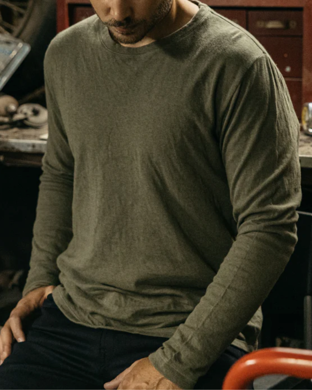 Knitted Drill Crewneck | Military Green
