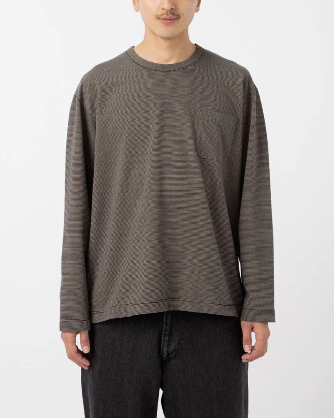 Stripe Pocket L/S Tee | Black/Grey