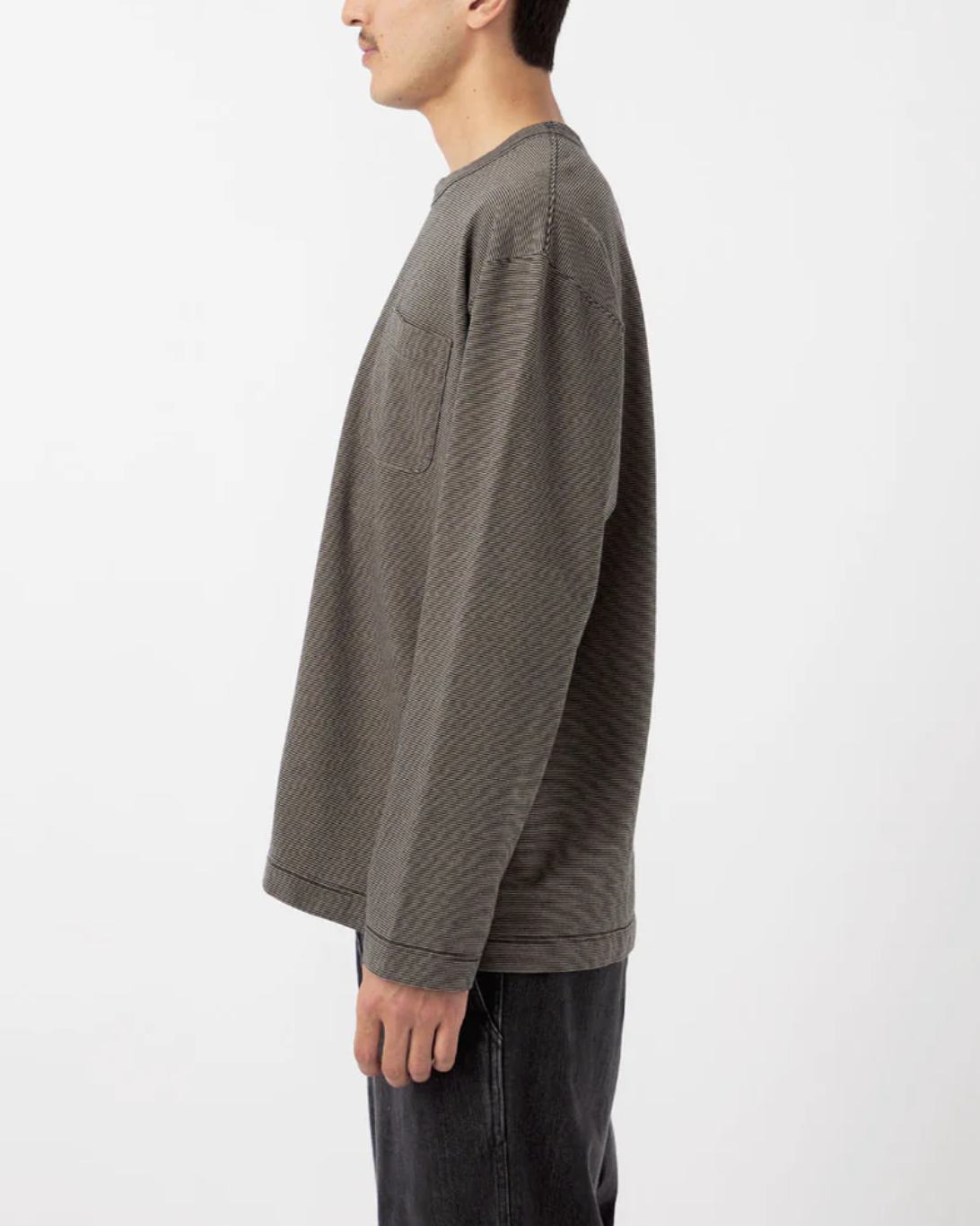 Stripe Pocket L/S Tee | Black/Grey