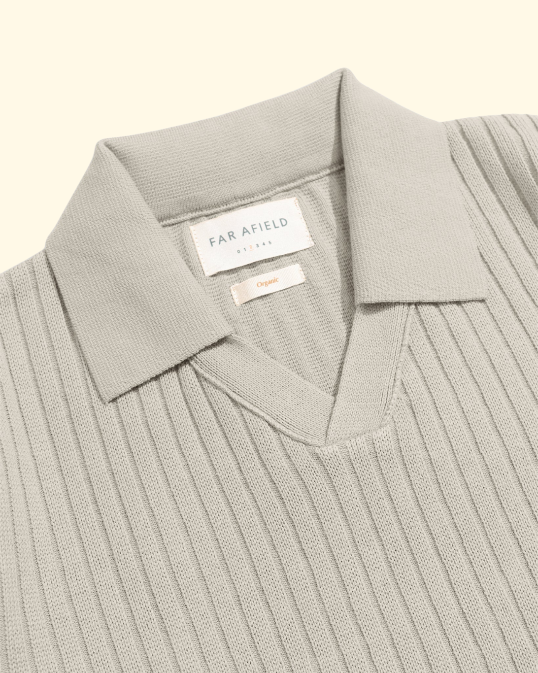 Clifford Knit Ribbed Polo | Stone