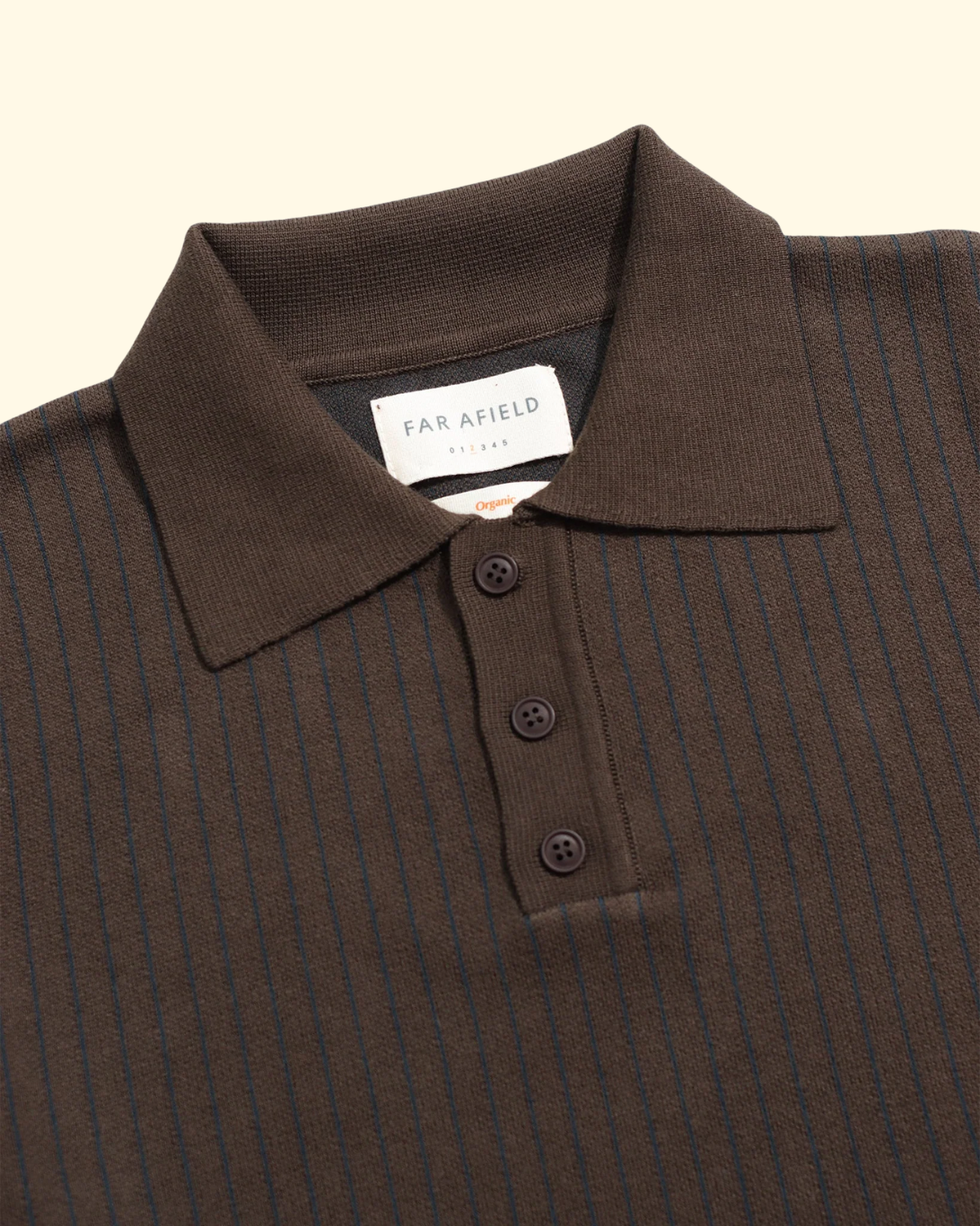 Benny Knitted Polo | Brown/Navy Pinstripe