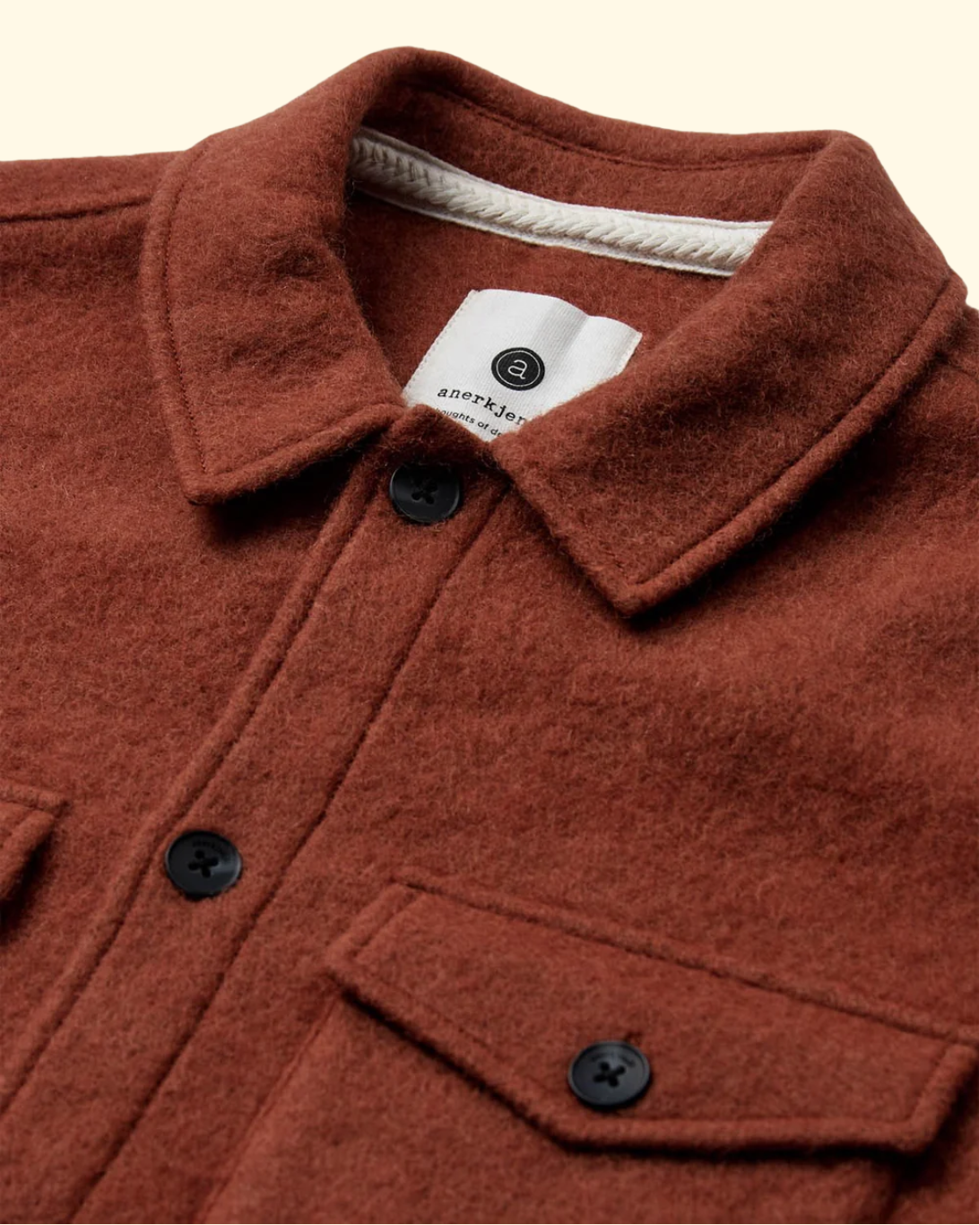 Akoscar Boiled Wool Overshirt | Chili Oil