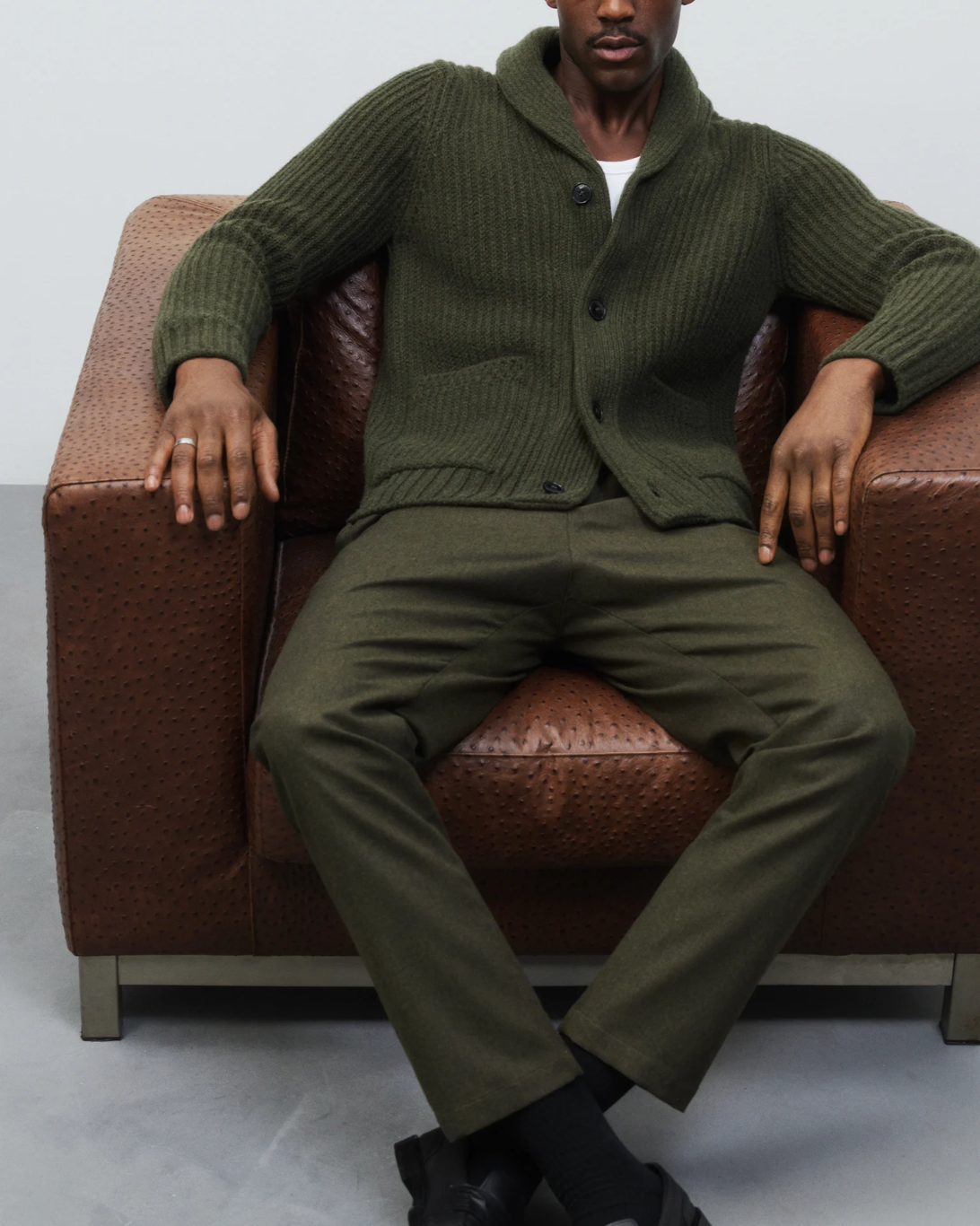Scarf Collar Cardigan | Marsh Green