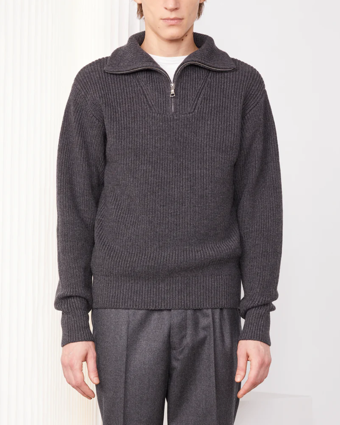 Tarek Half Zip Sweater | Heather Anthracite