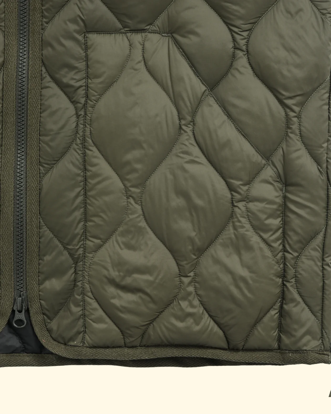 Military V Neck LS Down Shell | Dark Olive