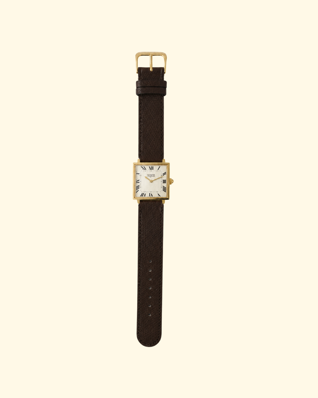 Carre Piece Gold | Brown Leather Band