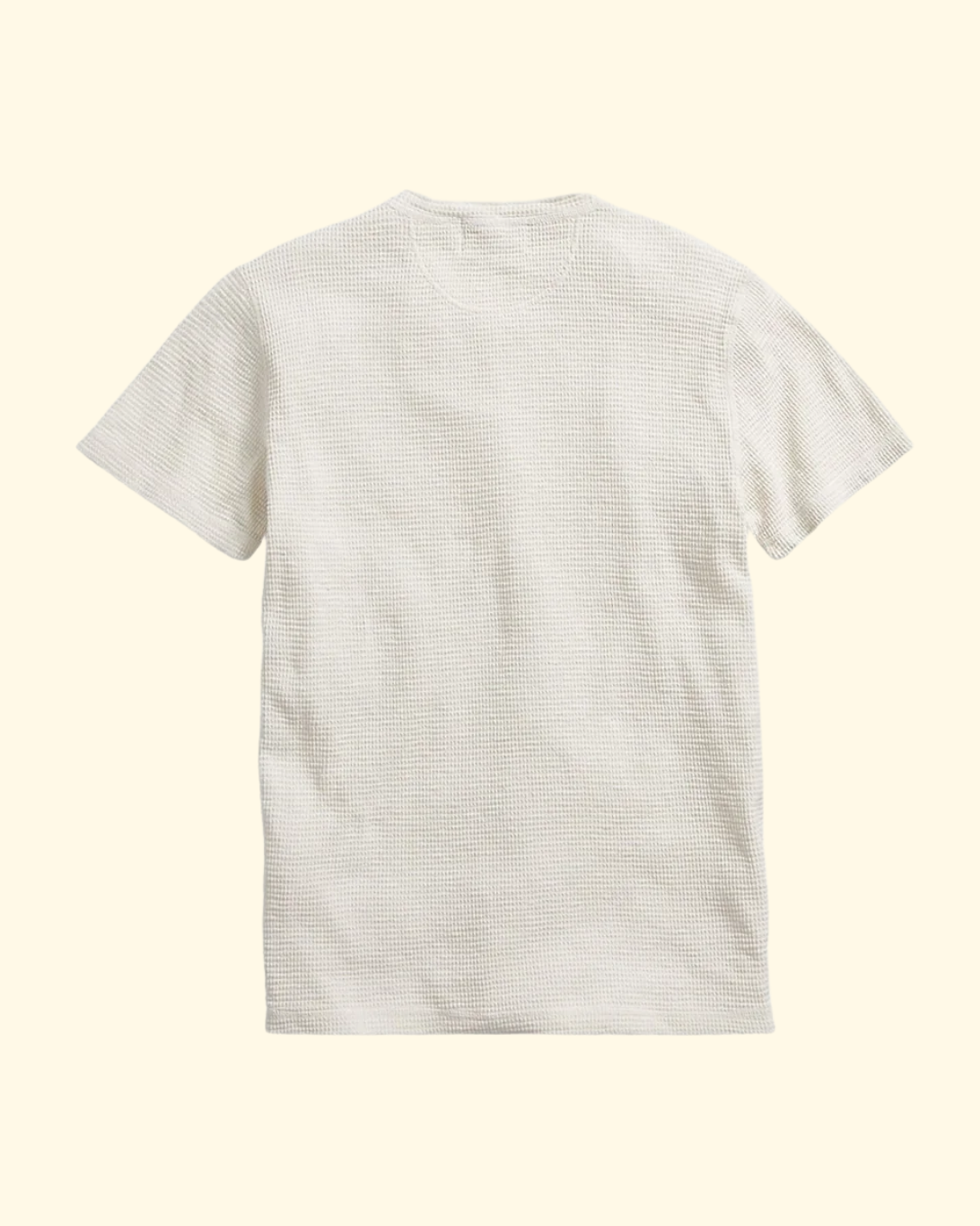 Short Sleeve Cotton Waffle Knit Henley | Paper White