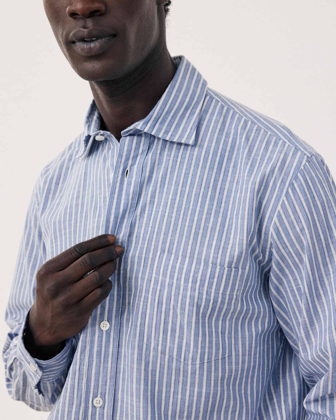 Paul Slubby Stripe Shirt | Blue & White