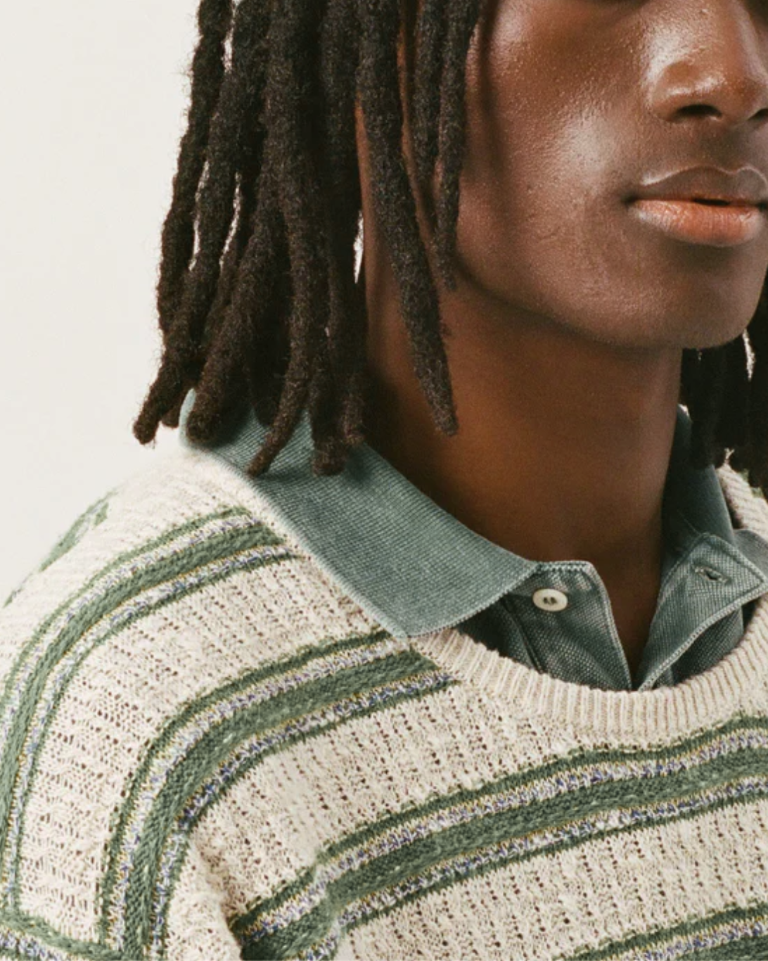 Stripe Linen Crewneck | Natural