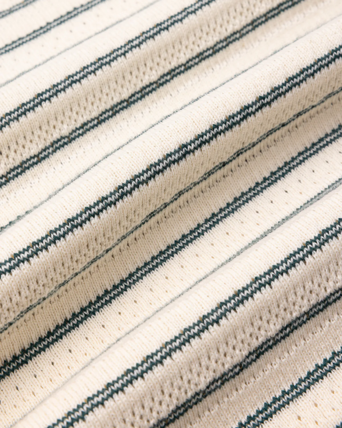 Dunn Knitted Polo | Ecru & Green