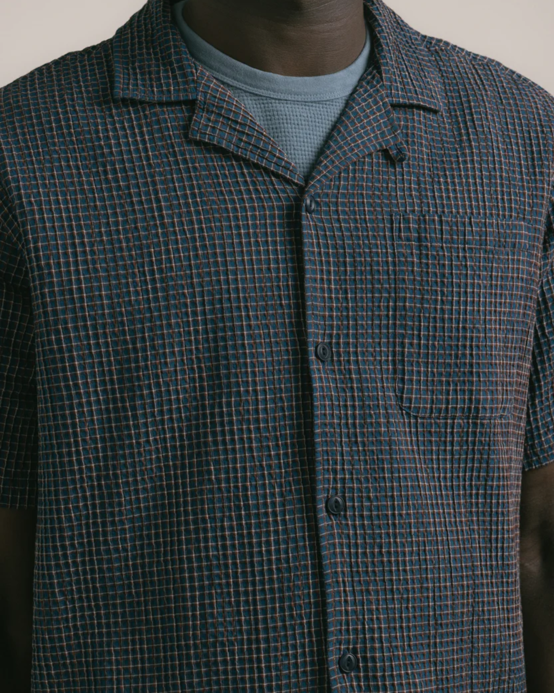 Crammond Japanese Seersucker | Navy Check
