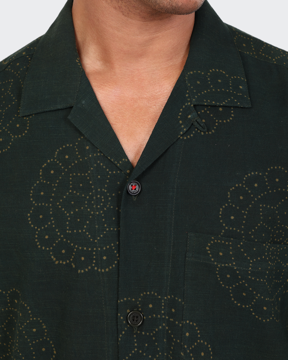 Ronen Block Print Shirt | Jungle Green