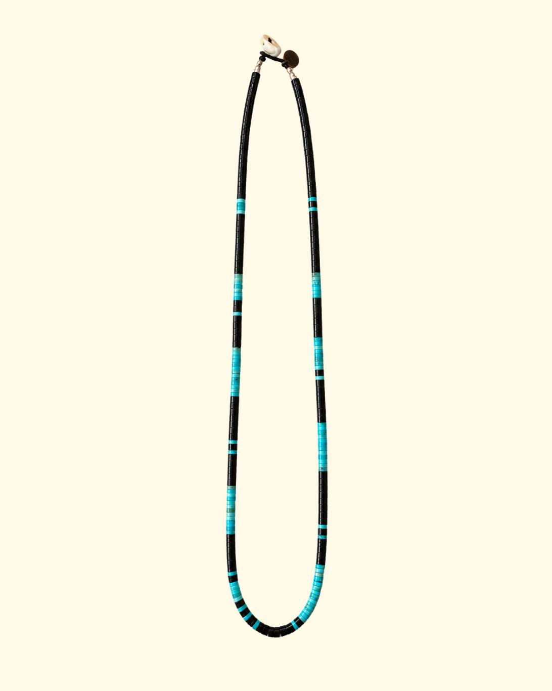 Heishi Beads Necklace | Jet + Turqoise