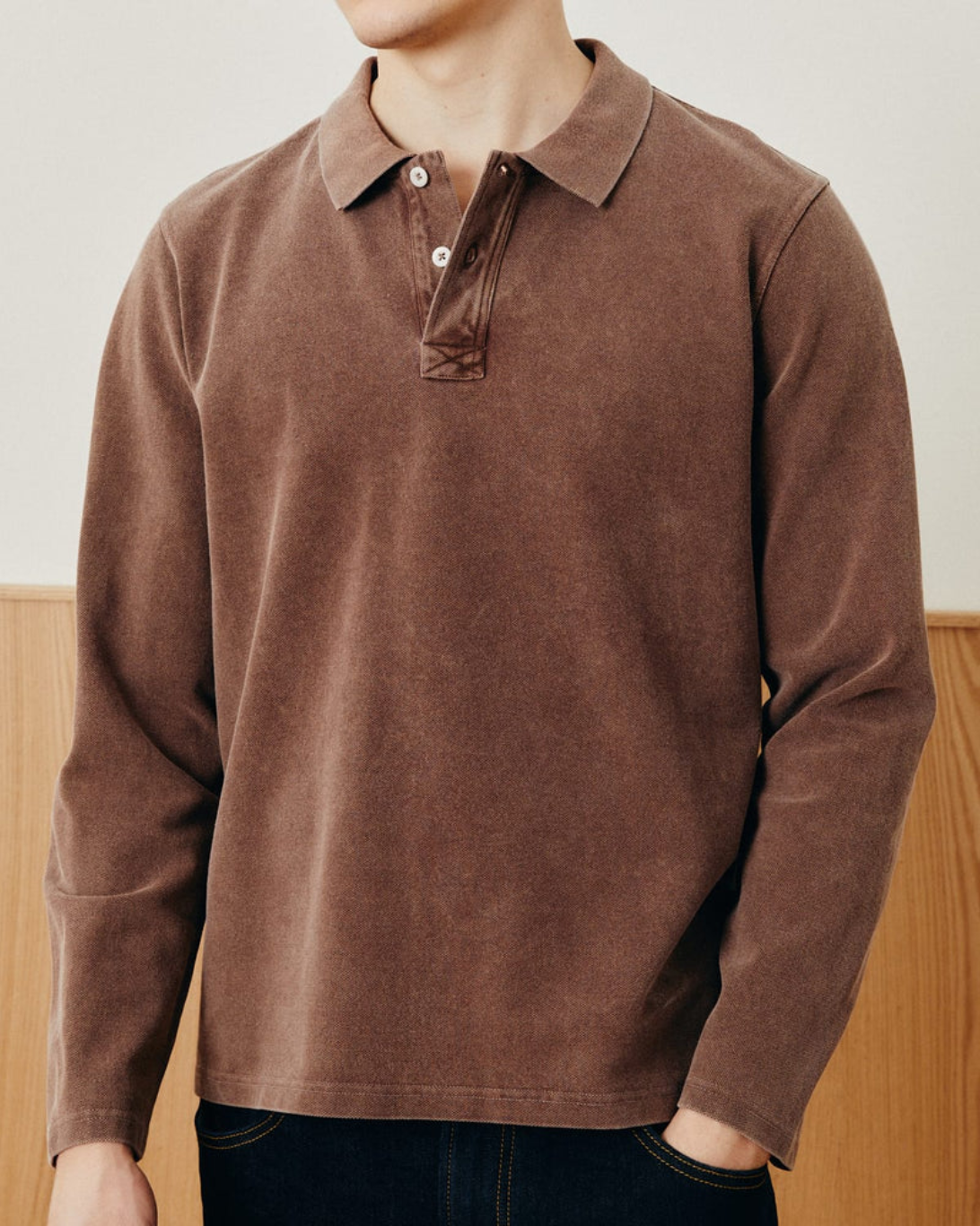 L/S Pique Polo | Brown