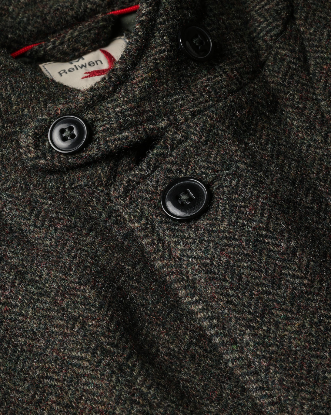 Heritage Trap Blazer | Char Olive Herringbone