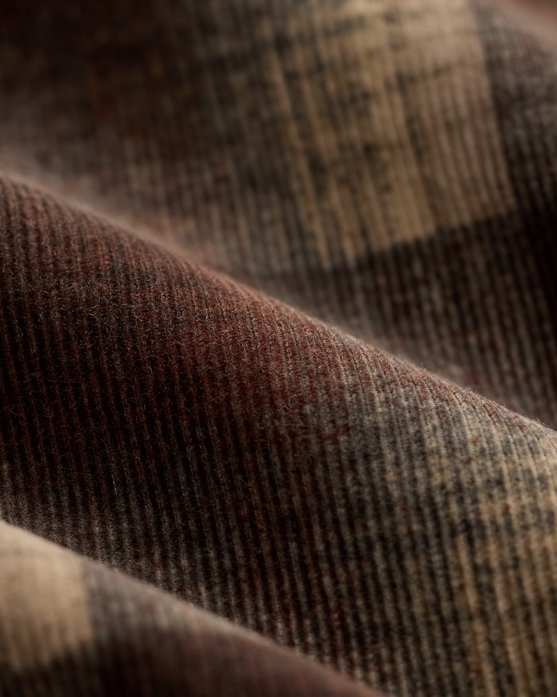 Plaid-Print Corduroy Workshirt | Brown Grey