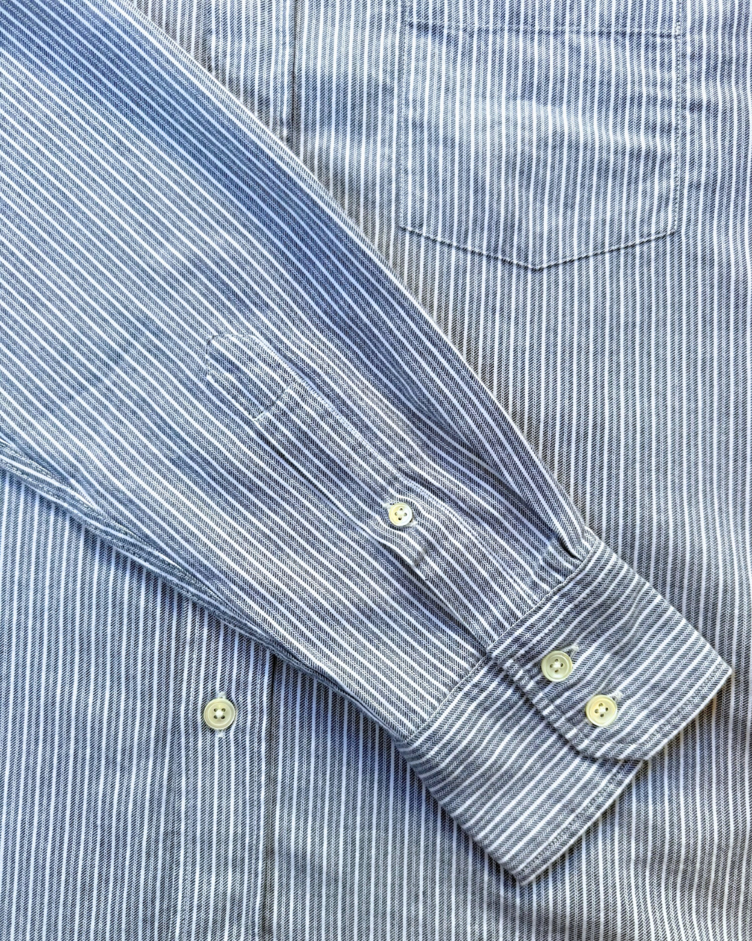 Paul Stripe Brushed Twill Shirt | Blue