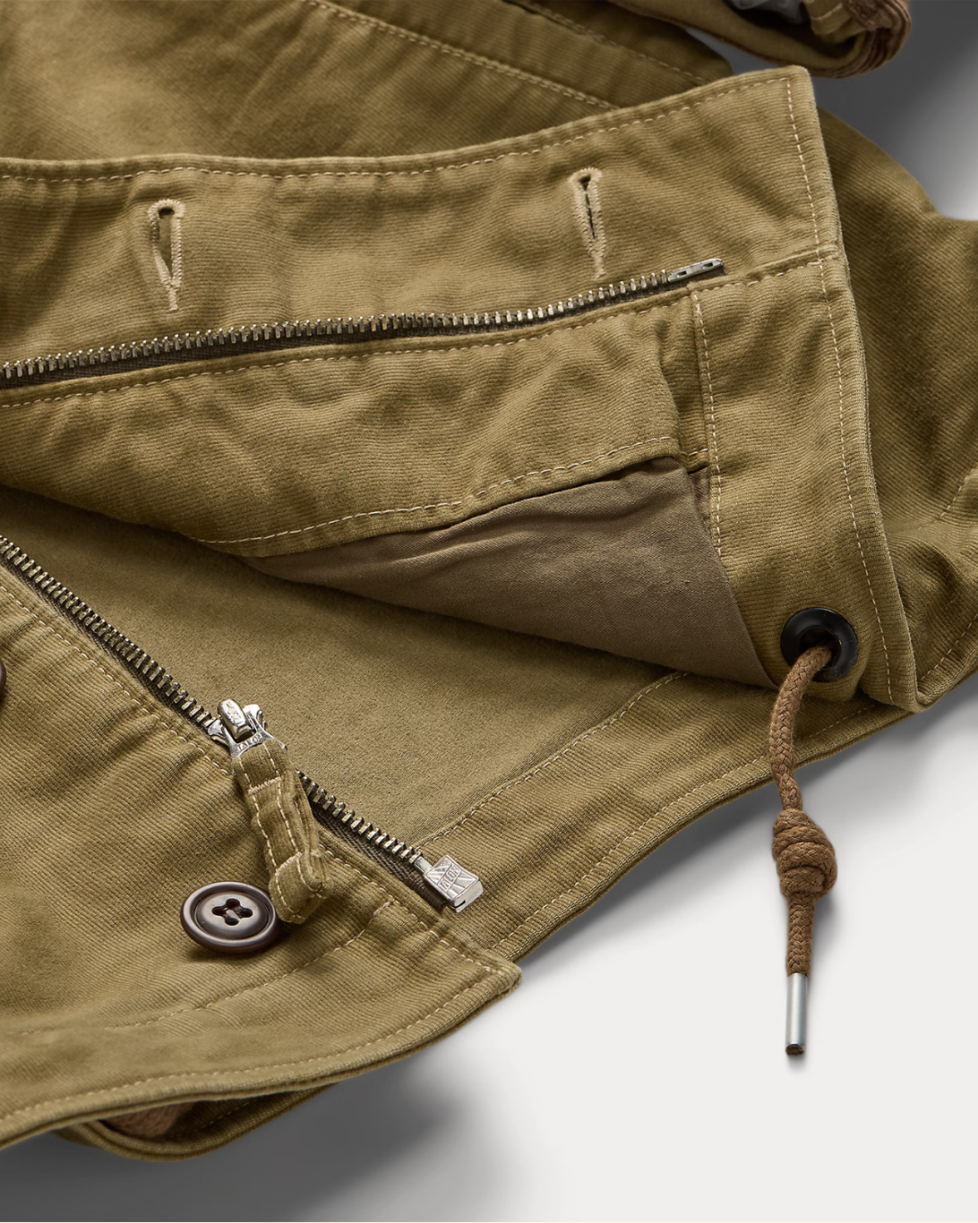 Corduroy-Collar Cotton Deck Jacket | Khaki Drab