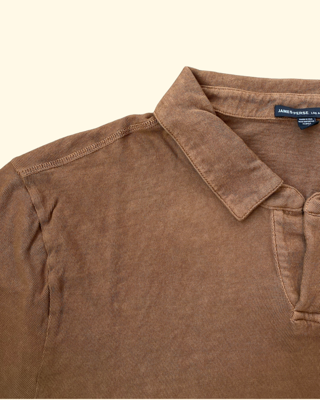 S/S Slub Open Polo | Whiskey Pigment