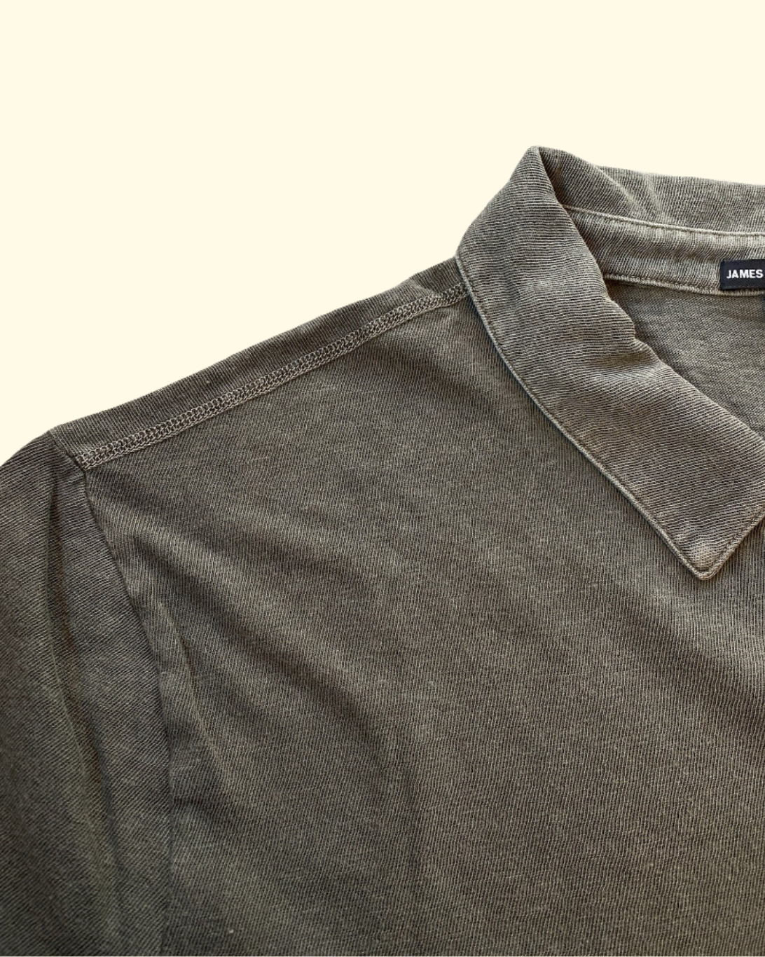 S/S Slub Open Polo | Army Green Pigment