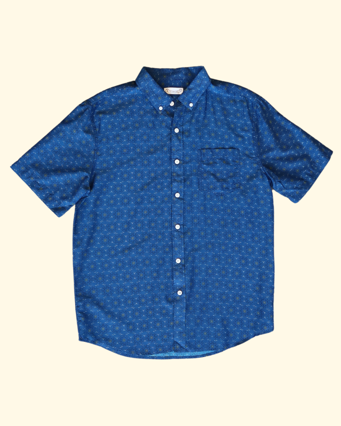 S/S Cotton Silk Shirt | Blue Flower