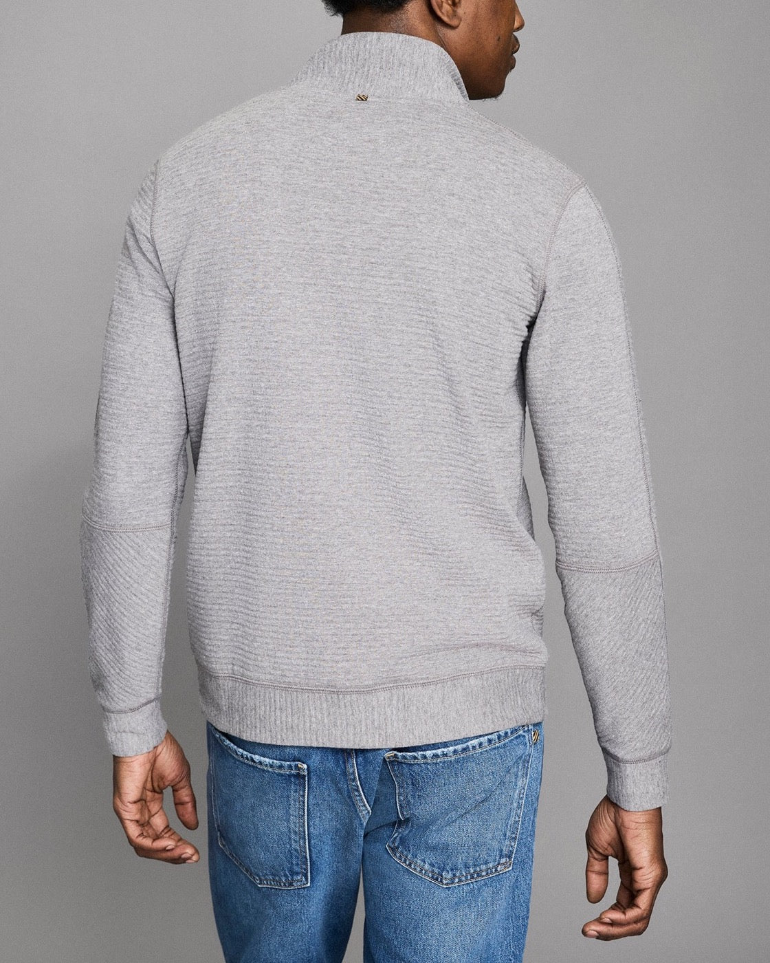Quilted Half Zip | Medium Grey