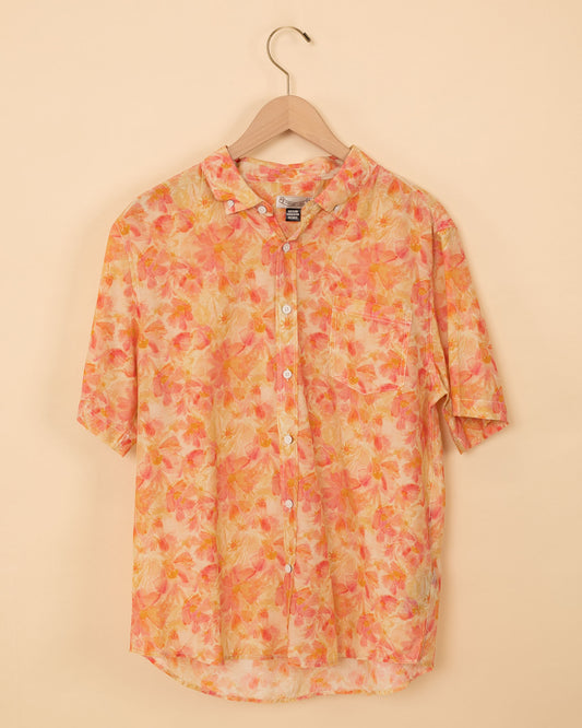 Cotton Silk Shirt | Watercolor Flowers