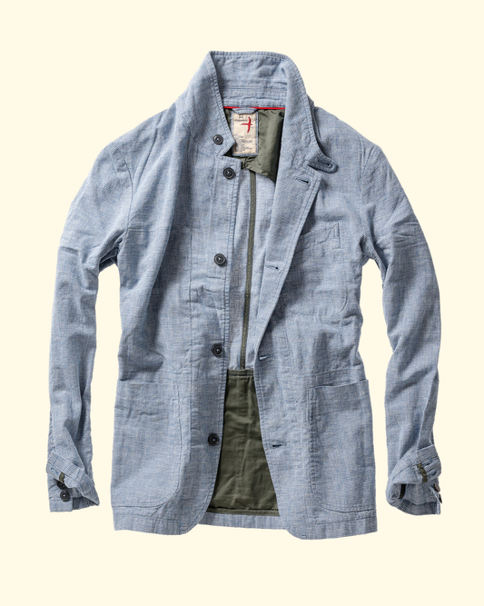 Tropical Trap Blazer | Blue & White Houndstooth