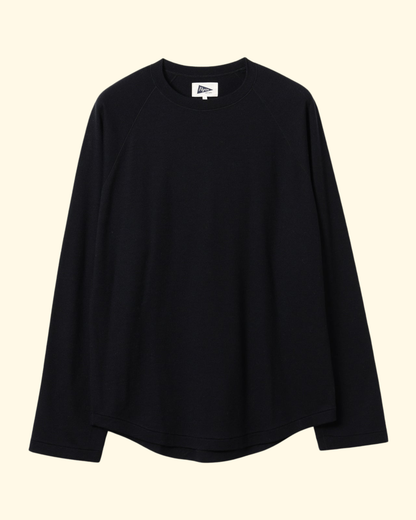 Geoffrey Wool Raglan LS Tee | Navy