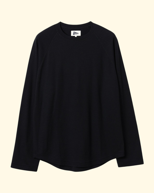 Geoffrey Wool Raglan LS Tee | Navy