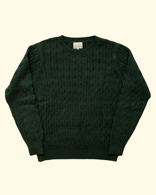 Highland Cableknit Crewneck Sweater | Evergreen