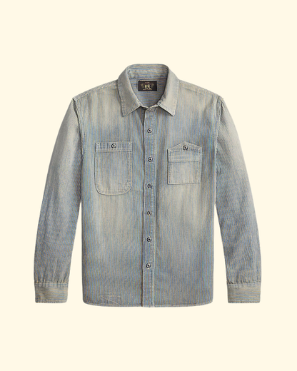 Indigo Twill Work Shirt | Blue Stripe