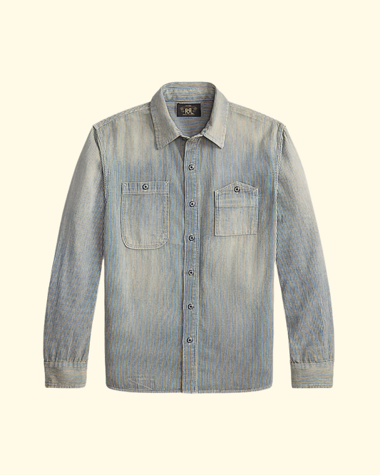 Indigo Twill Work Shirt | Blue Stripe