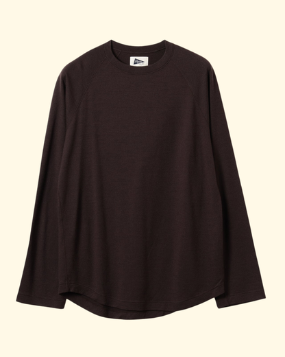 Geoffrey Wool Raglan LS Tee | Dark Brown