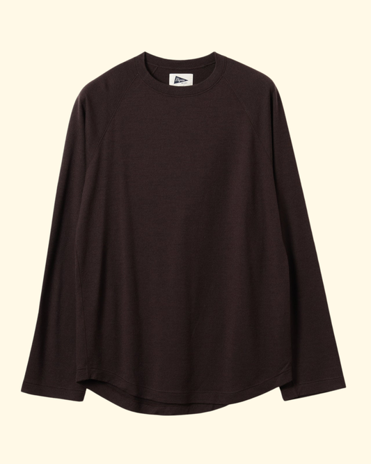 Geoffrey Wool Raglan LS Tee | Dark Brown