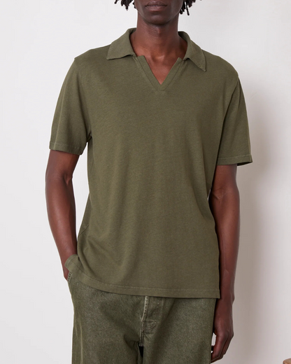 Simon Linen Polo | Olive Night