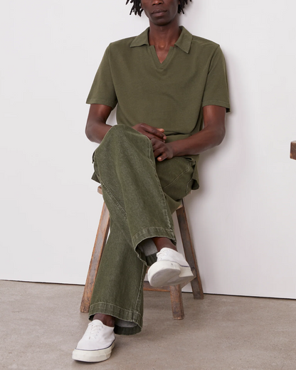 Simon Linen Polo | Olive Night