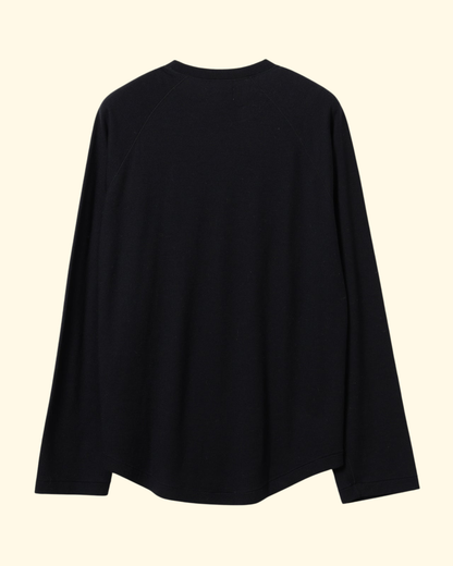 Geoffrey Wool Raglan LS Tee | Navy