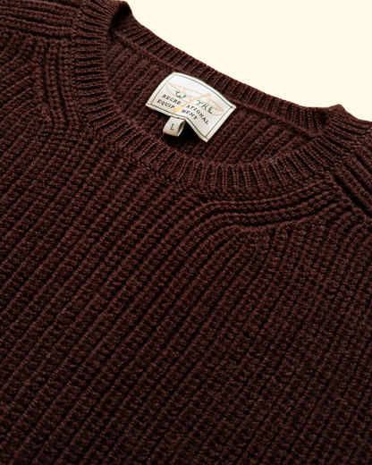 Highland Cableknit Crewneck Sweater | Brown