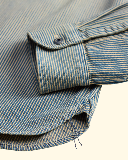 Indigo Twill Work Shirt | Blue Stripe