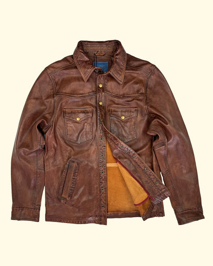 Marlboro Leather Shirt Jacket | Dark Whiskey