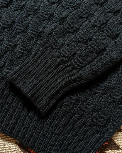 Highland Cableknit Crewneck | Black