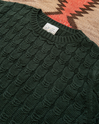 Highland Cableknit Crewneck | Evergreen