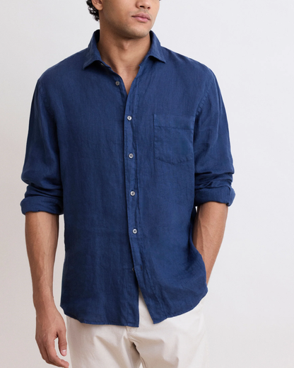 Paul Pat Linen Shirt | Navy Blue