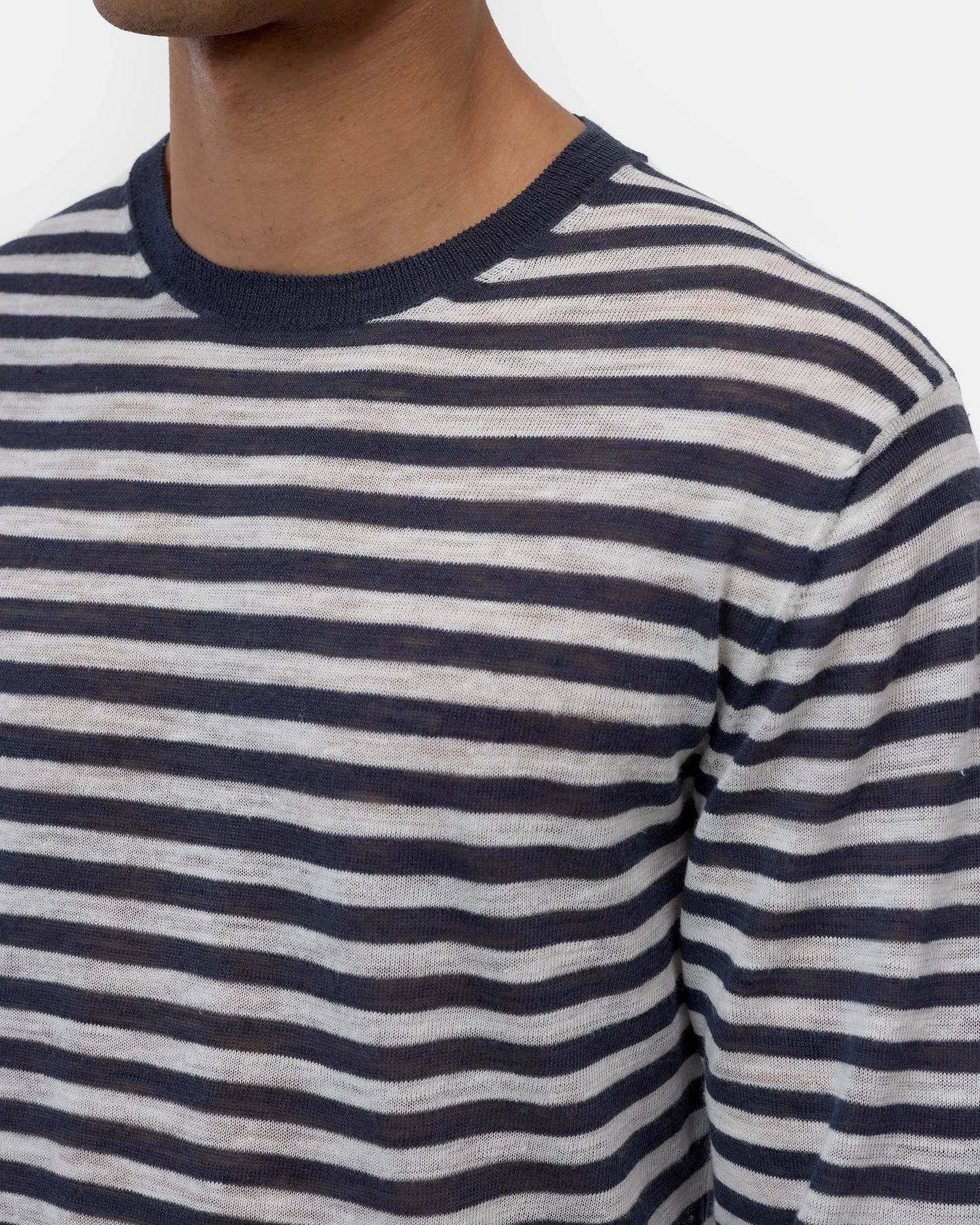 Striped Linen Blend Sweater | Magma Black